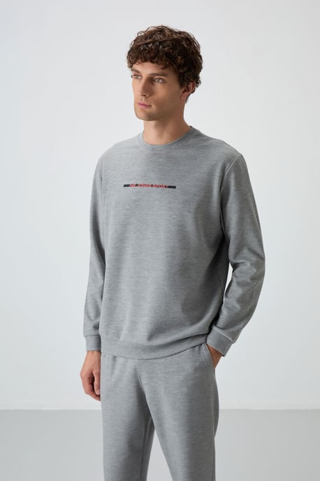 Herrarnas ribbstickade sweatshirt och byxor set - Image 3