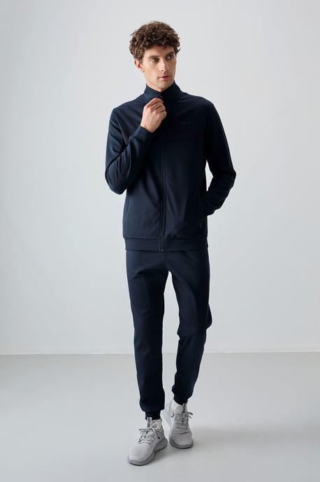 Men's Color Block Fleece Sweatshirt And Pants Set - Image 1