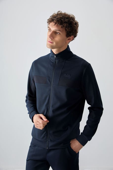 Men's Color Block Fleece Sweatshirt And Pants Set - Image 2