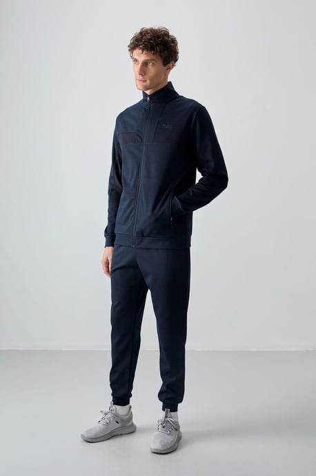 Men's Color Block Fleece Sweatshirt And Pants Set - Image 5