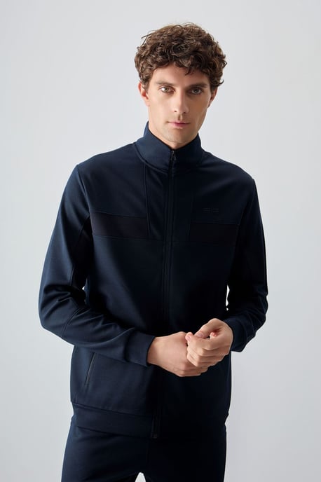 Men's Color Block Fleece Sweatshirt And Pants Set - Image 6