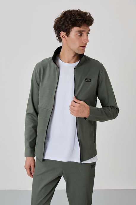 Men's Zip-collar Sweatshirt And Pants Set - Image 2