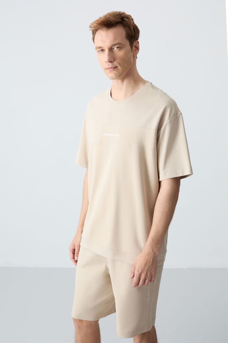Herrars oversized t-shirt och shorts-set i bomullsblandning - Image 3