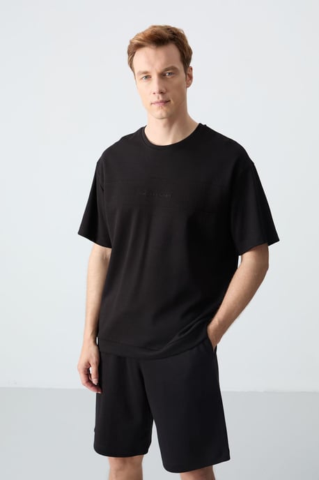 Herrars oversized t-shirt och shorts set i bomullsblandning - Image 3