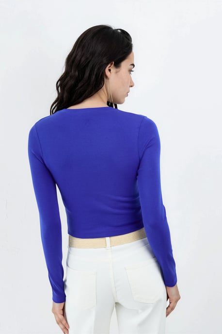 Slim Fit Lange Mouwen Crop Top met Ronde Hals - Image 3