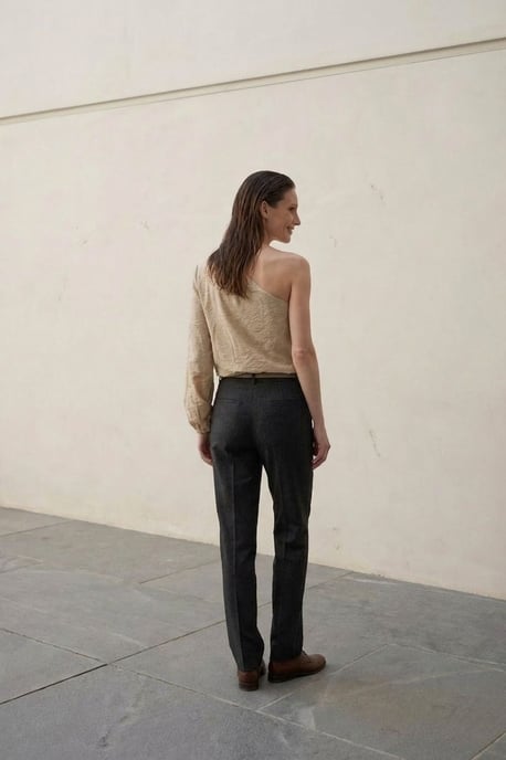 Off-Shoulder Geperforeerde Katoenen Poplin Blouse - Image 2