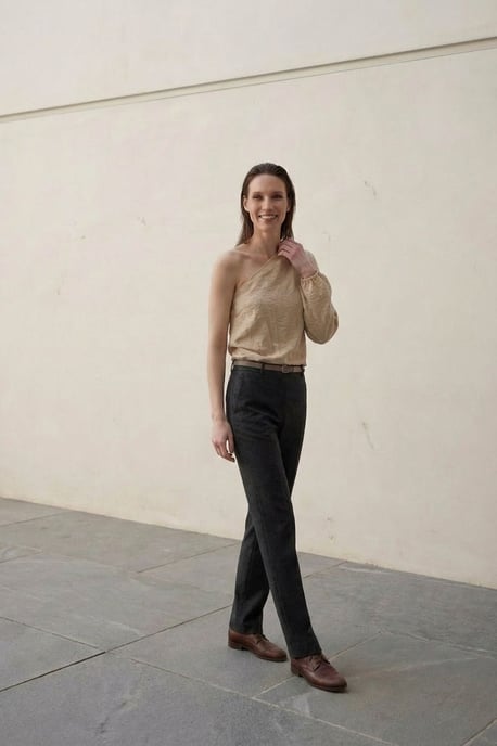 Off-Shoulder Geperforeerde Katoenen Poplin Blouse - Image 3