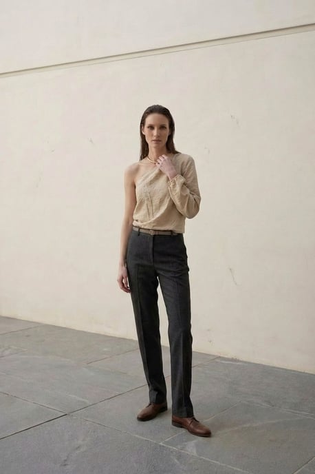 Off-Shoulder Geperforeerde Katoenen Poplin Blouse - Image 5