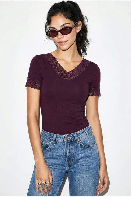 V-hals Slim Fit Blouse - Image 1