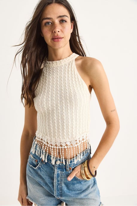 Gestructureerde Halter Crop Blouse - Image 2
