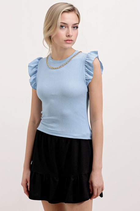 Ribbed Sleeveless Crew Neck Blouse - Image 1