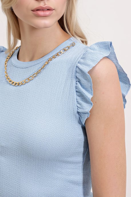 Ribbed Sleeveless Crew Neck Blouse - Image 3