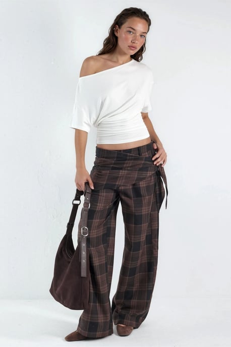 Asymmetrische Hals Zachte Viscose Gebreide Top - Image 4