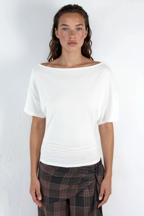 Asymmetrische Hals Zachte Viscose Gebreide Top - Image 6