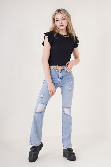 Ribbed Sleeveless Crew Neck Blouse - Image 2