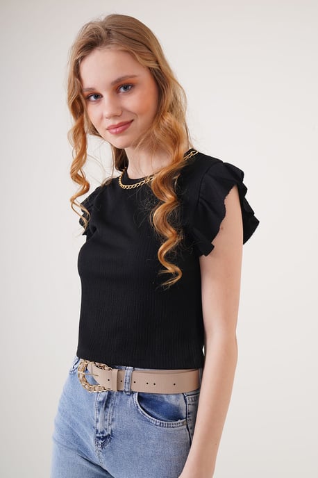 Ribbed Sleeveless Crew Neck Blouse - Image 3