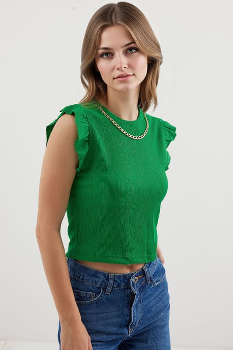 Geribbelde Mouwloze Crew Neck Blouse - Image 4