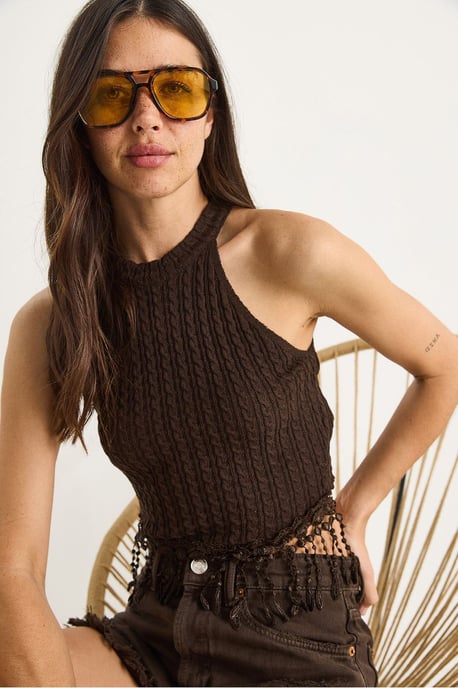 Gestructureerde Halter Crop Blouse - Image 2