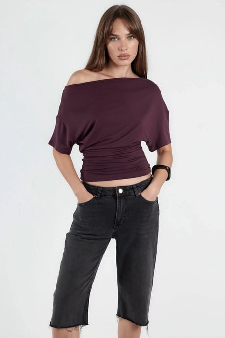 Asymmetrische Hals Zachte Viscose Brei Top - Image 1