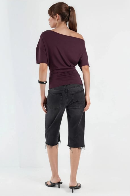 Asymmetrische Hals Zachte Viscose Brei Top - Image 3