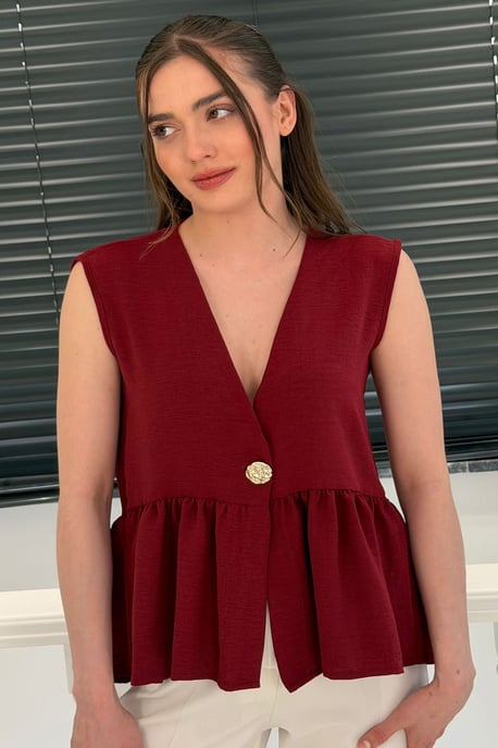 V-Neck Buttoned Sleeveless Blouse - Image 3