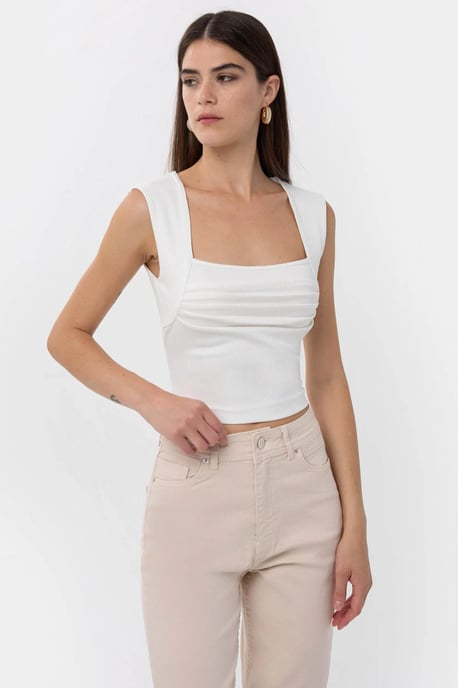 Gerimpelde Blouse met Vierkante Hals - Image 3