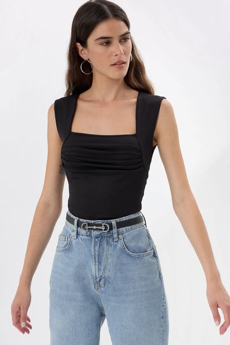 Gerimpelde Blouse met Vierkante Hals - Image 3