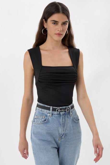 Gerimpelde Blouse met Vierkante Hals - Image 4