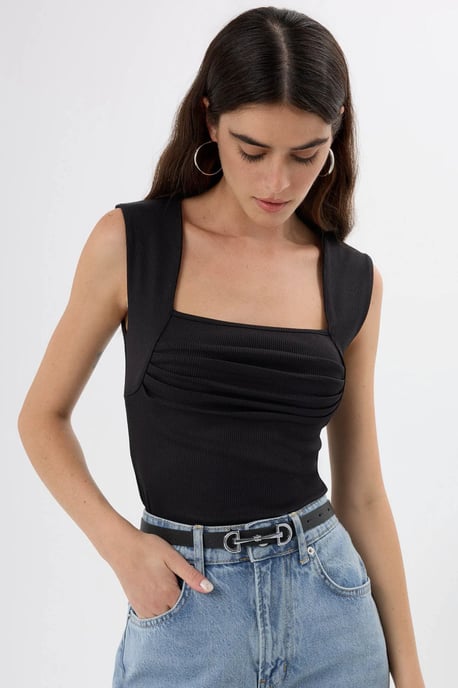 Gerimpelde Blouse met Vierkante Hals - Image 5