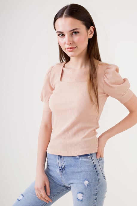 Slim fit fyrkantig krage blus - Image 4