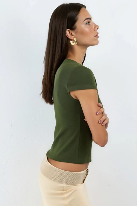 Ronde Hals Korte Mouwen Katoenmix Blouse - Image 2
