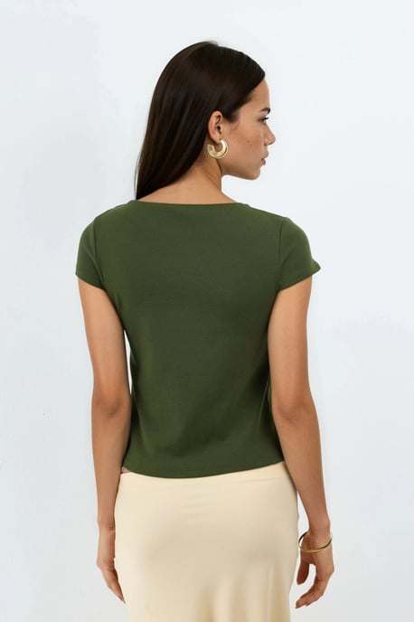 Ronde Hals Korte Mouwen Katoenmix Blouse - Image 3