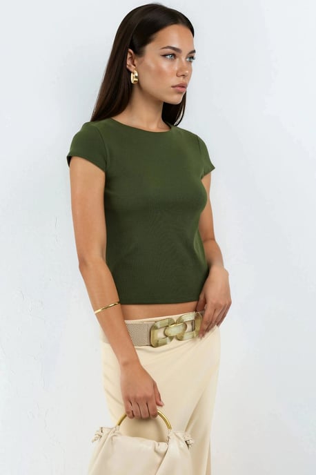 Ronde Hals Korte Mouwen Katoenmix Blouse - Image 4