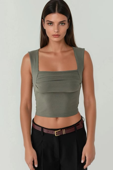Gerimpelde Blouse met Vierkante Hals - Image 2