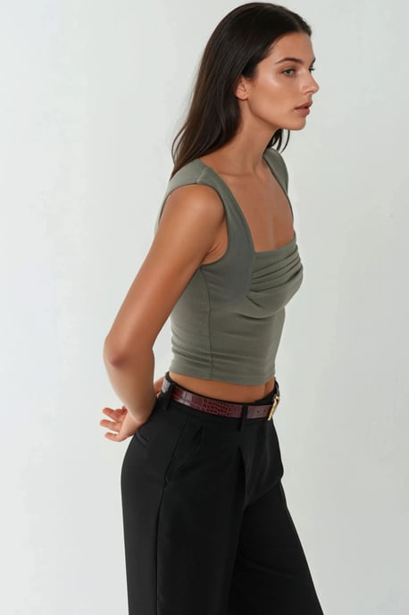 Gerimpelde Blouse met Vierkante Hals - Image 3