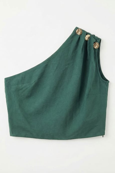 Asymmetrisk Krage Ärm-lös Chiffongblus - Image 6