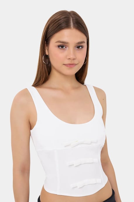 Sleeveless Bodycon Top with Bow Detail - Image 4