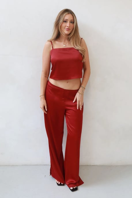 Ana Fyrkantig Krage Satin Topp - Image 1