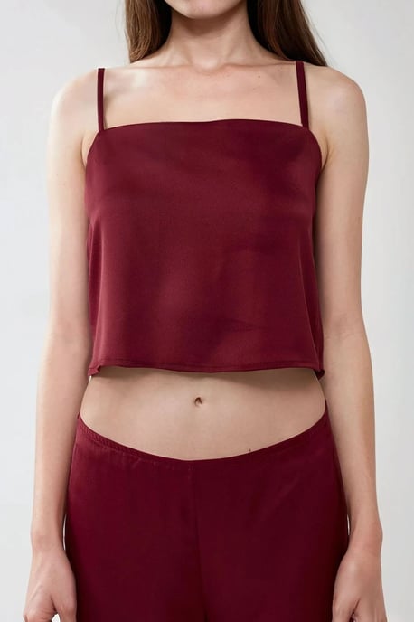 Ana Fyrkantig Krage Satin Topp - Image 5