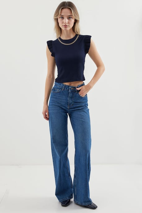 Geribbelde Mouwloze Crewneck Blouse - Image 2