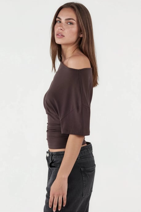 Asymmetrische Hals Zachte Viscose Brei Top - Image 4