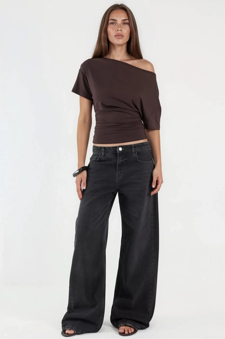 Asymmetrische Hals Zachte Viscose Brei Top - Image 5
