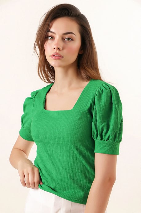 Slim fit fyrkantig krage blus - Image 1