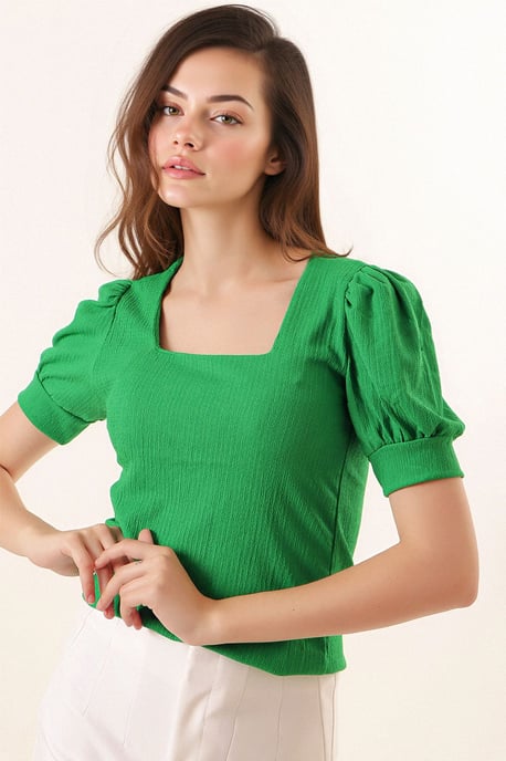 Slim fit fyrkantig krage blus - Image 3