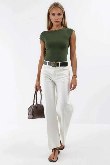 Slim Fit Boat Neck Blouse - Image 4