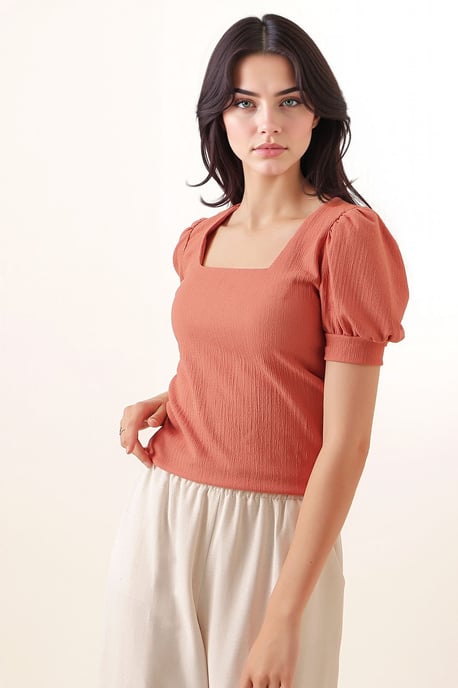 Slim fit fyrkantig krage blus - Image 2