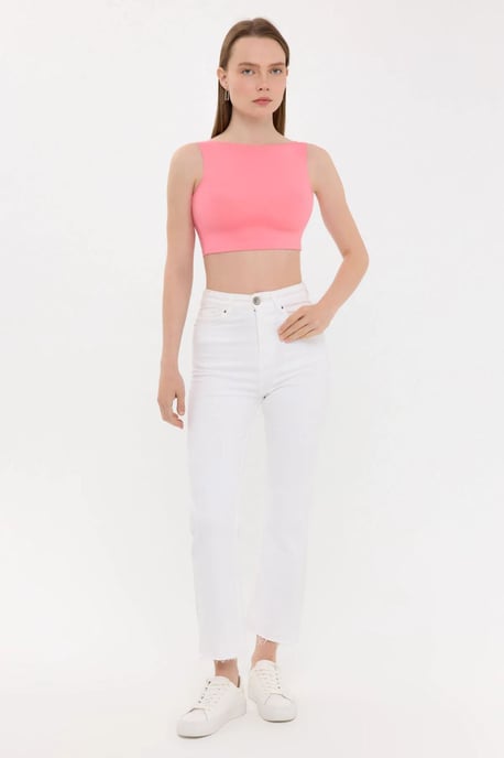 Sleeveless Round Neck Top with Back Detail - Image 2