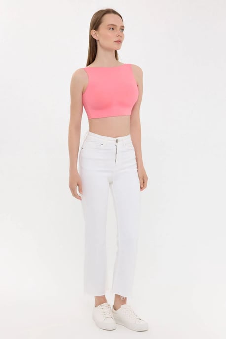 Sleeveless Round Neck Top with Back Detail - Image 3