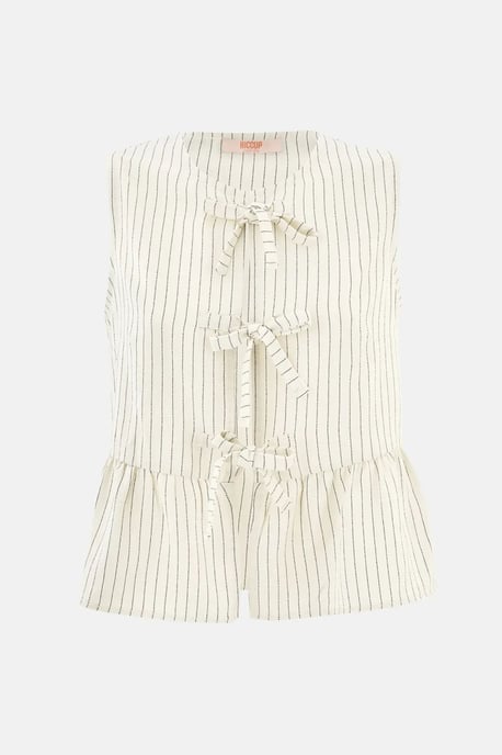 Gestreepte Mouwloze Blouse met Ronde Hals - Image 2