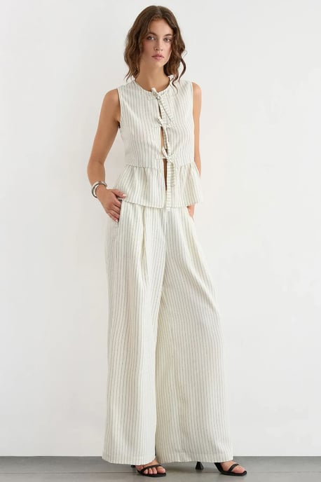 Gestreepte Mouwloze Blouse met Ronde Hals - Image 3